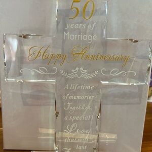 50th Anniversary Glass Cross Decor